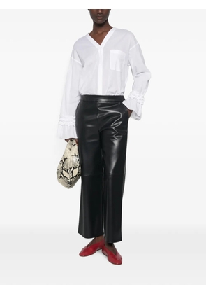 'S Max Mara ruffled-cuff V-neck shirt - White