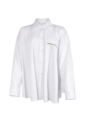 D.Exterior crystal-embellished oversized shirt - White