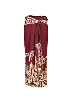 Johanna Ortiz knot-detail geometric-print skirt - Red