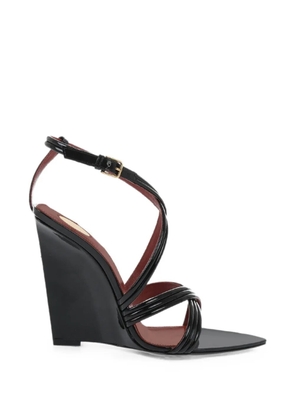 Saint Laurent patent-leather wedge sandals - Black