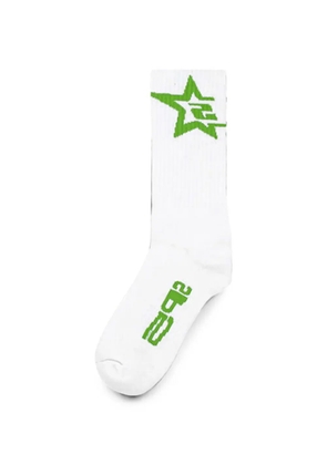 SP5DER logo-intarsia ribbed socks - White