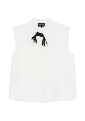 Giorgio Armani bow-detail sleeveless shirt - Neutrals