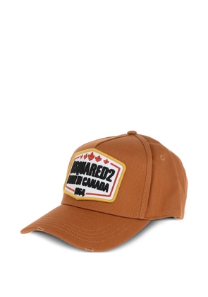 DSQUARED2 embroidered-patch distressed baseball cap - Orange