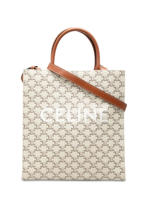 Celine Pre-Owned 2023 Medium Triomphe Coated Canvas Vertical Cabas Tote satchel - White