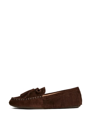 TWINSET suede loafers with fringes - Brown