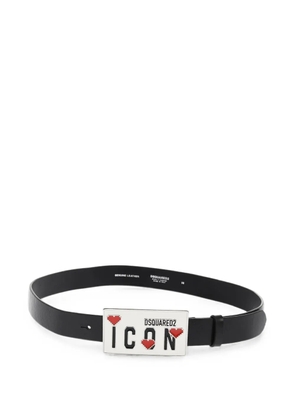DSQUARED2 Icon plaque leather belt - Black
