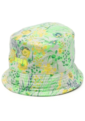 MSGM floral print bucket hat - Green