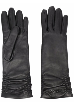MSGM ruched leather gloves - Black
