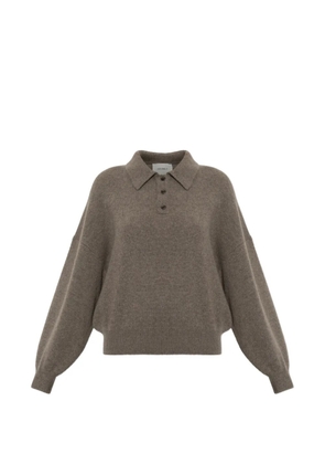 Lisa Yang Etta long-sleeve polo shirt - Brown
