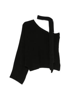 Federica Tosi one-shoulder scarf-detail sweater and scarf set - Black