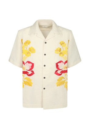 COMMAS floral-embroidered short-sleeve shirt - Neutrals