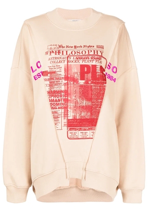 Philosophy Di Lorenzo Serafini deconstructed graphic-print sweatshirt - Neutrals