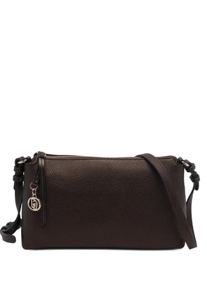 LIU JO pebbled logo-charm shoulder bag - Brown