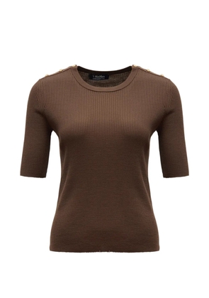 'S Max Mara ribbed-knit button-detail sweater - Brown