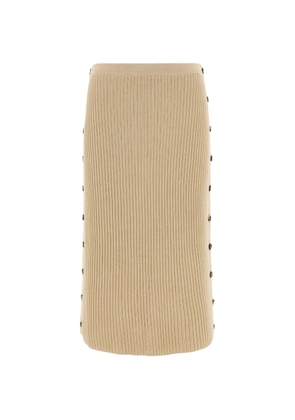 Ferragamo ribbed-knit button-detail midi skirt - Neutrals
