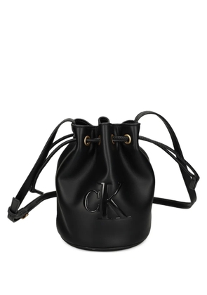 Calvin Klein small logo-plaque bucket bag - Black
