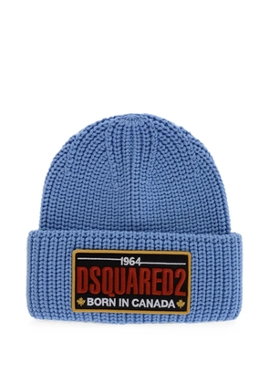 DSQUARED2 wool beanie with Embroidered patch - Blue