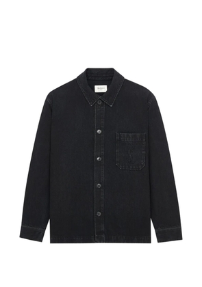 Saint Laurent Cassandre overshirt in cotton linen gabardine - Black