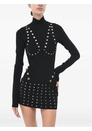 Off-White eyelet-embellished knit mini dress - Black