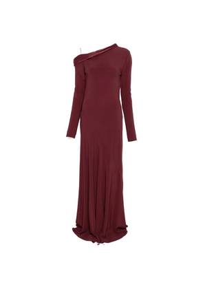 Alberta Ferretti aymmetric-neck long-sleeve maxi dress - Red