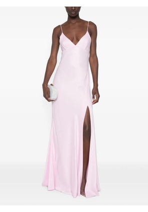 Alberta Ferretti satin-finish side-slit maxi dress - Pink