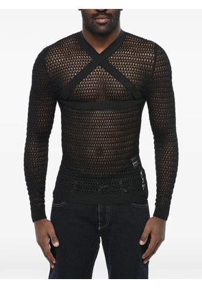 Off-White criss-cross net-knit sweater - Black