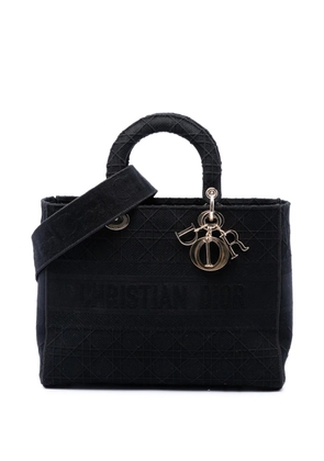 Christian Dior Pre-Owned 2020 Large Embroidered Canvas Cannage Lady D Lite satchel - Black