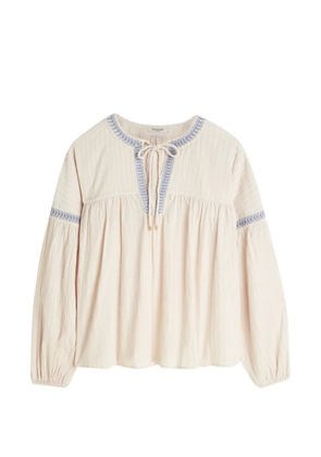 Scotch & Soda embroidered-trim gathered blouse - Neutrals