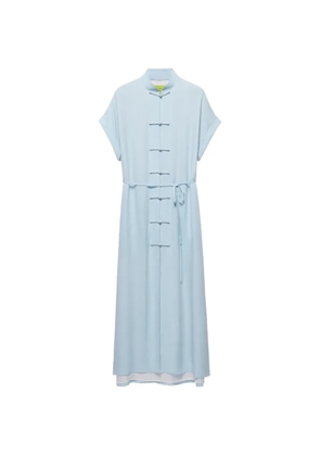 Shanghai Tang frog-button belted shirt dress - Blue