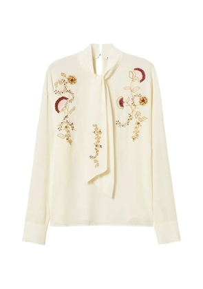 TWINSET crêpe de Chine blouse with embroidery - Neutrals