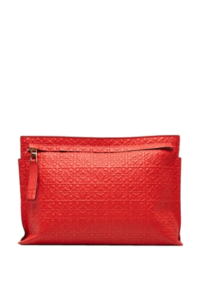 Loewe Pre-Owned 2017 Embossed Calfskin Anagram Repeat T Pouch clutch bag - Red