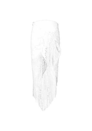 Miguelina Julia lace-fringe pareo - White