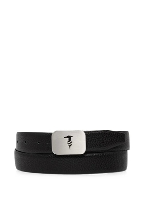 Trussardi logo-plaque pebbled belt - Black