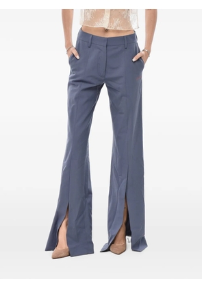 Off-White slit-detail flared trousers - Blue