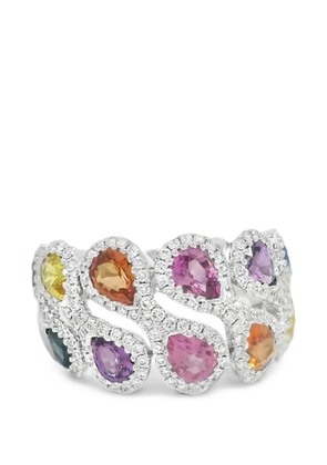 Lisa Nik Rainbow sapphire and diamond ring - Silver
