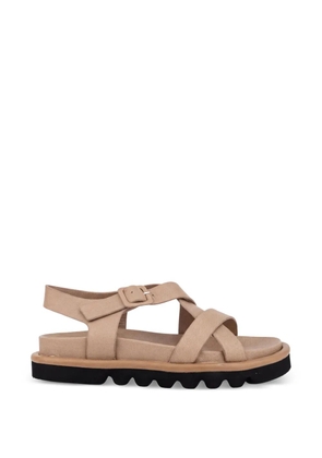 SERGIO MORETTI FIRENZE crossover-strap buckle-fastening sandals - Neutrals