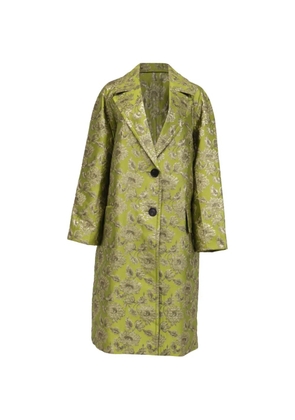 Prada Pre-Owned floral-brocade raglan-sleeve coat - Green
