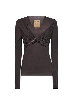 Uma Wang twisted draped long-sleeve top - Brown