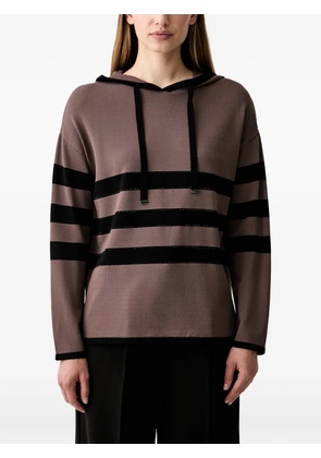Joseph Ribkoff rhinestone-embellished striped hoodie - Brown