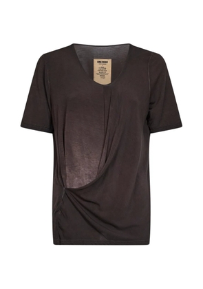Uma Wang Trap asymmetric draped T-shirt - Brown