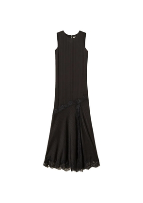 TWINSET long satin and lace dress - Black