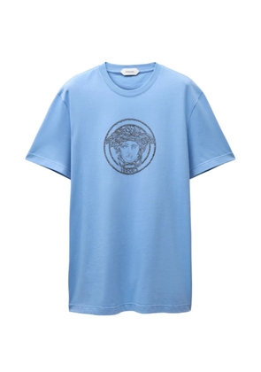 Versace embroidered-logo cotton-jersey slim T-Shirt - Blue