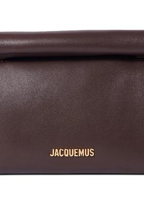 Jacquemus The Rond Carré logo-plaque leather clutch bag - Brown