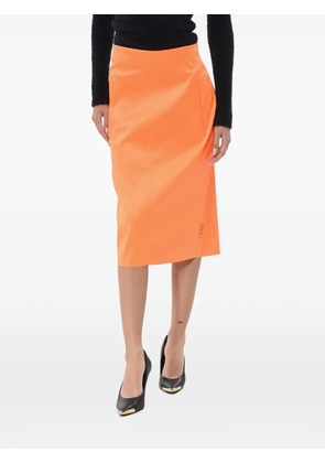 Off-White technical fabric longuette with back slit midi skirt - Orange