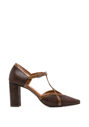 Chie Mihara Awear lizard-effect T-bar heeled pumps - Brown