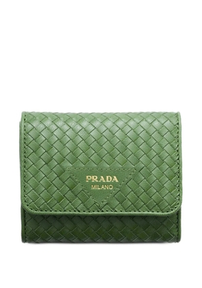 Prada small woven madras leather wallet - Green