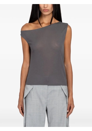 St. Agni asymmetrical fine-jersey top - Grey