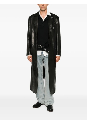 Ann Demeulemeester buttoned leather coat - Black