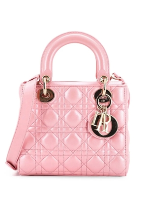Christian Dior Pre-Owned Lady Dior Bag Iridescent Cannage Quilt Lambskin Small shoulder bag - Pink