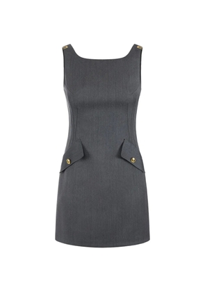 Elisabetta Franchi mini dress in cool wool fabric with logo details - Grey
